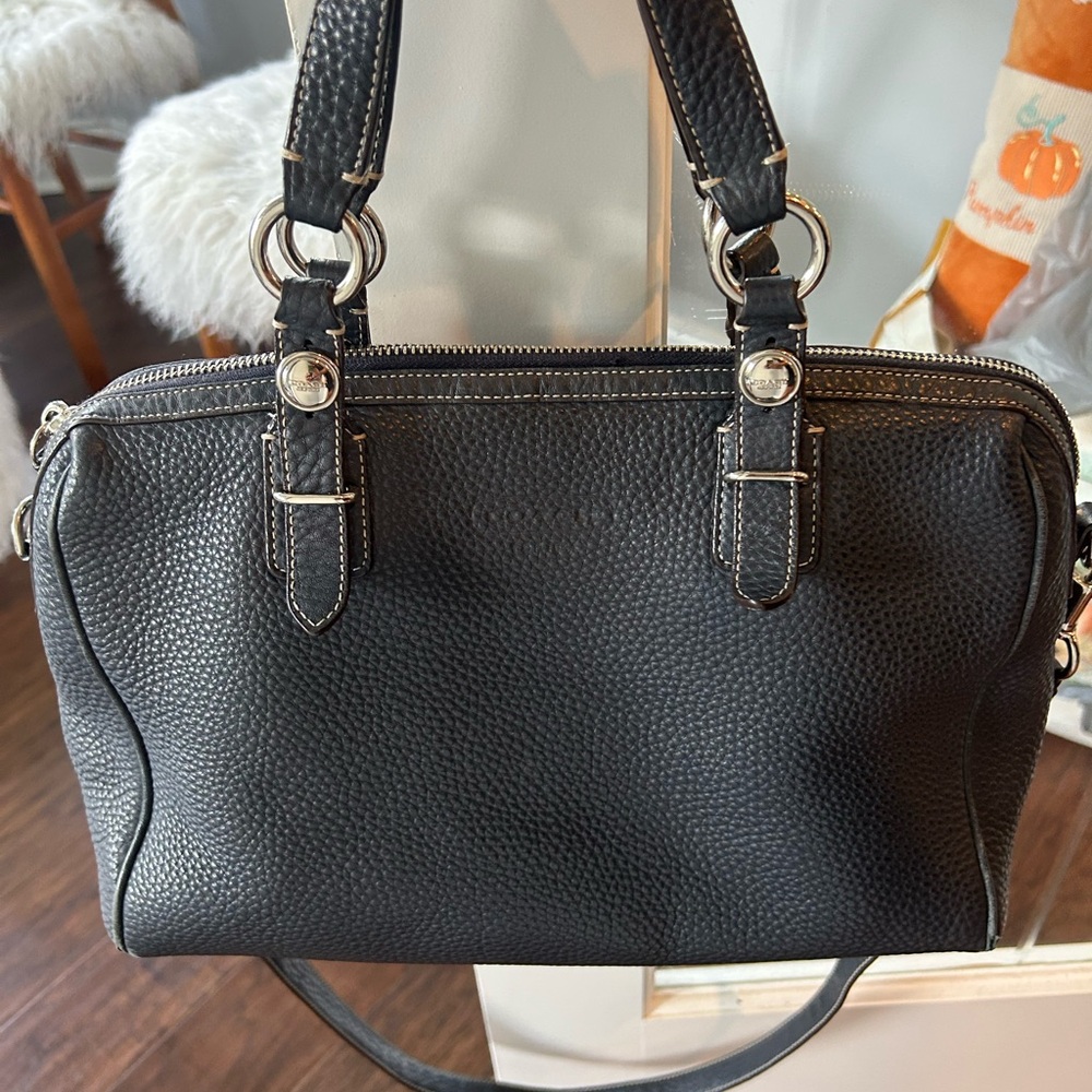 Coach dark navy blue Leather Satchel